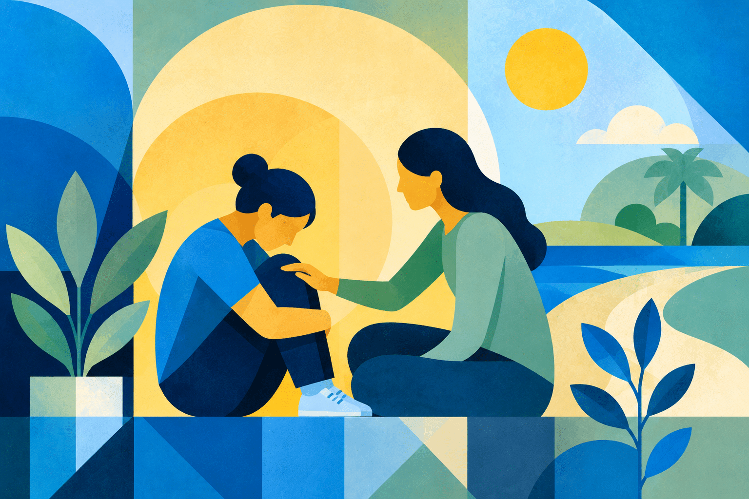 Lifeskills Behavioral Health - featured image - geometric painting representing supporting a friend who is struggling with self harming behaviors